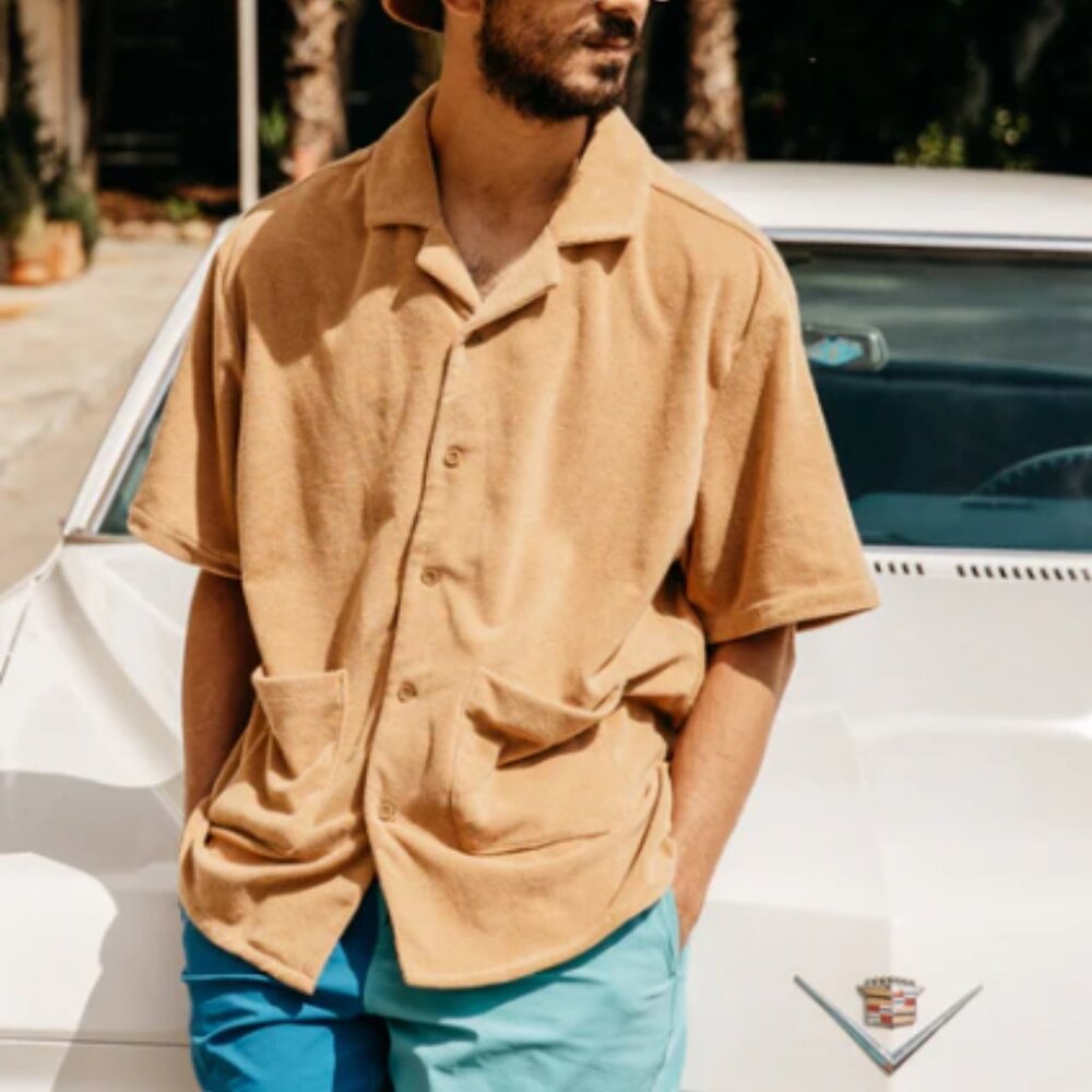 Brixton Bunker Reserve S/S Mojave Terry Cloth Shirt - Sz. M
